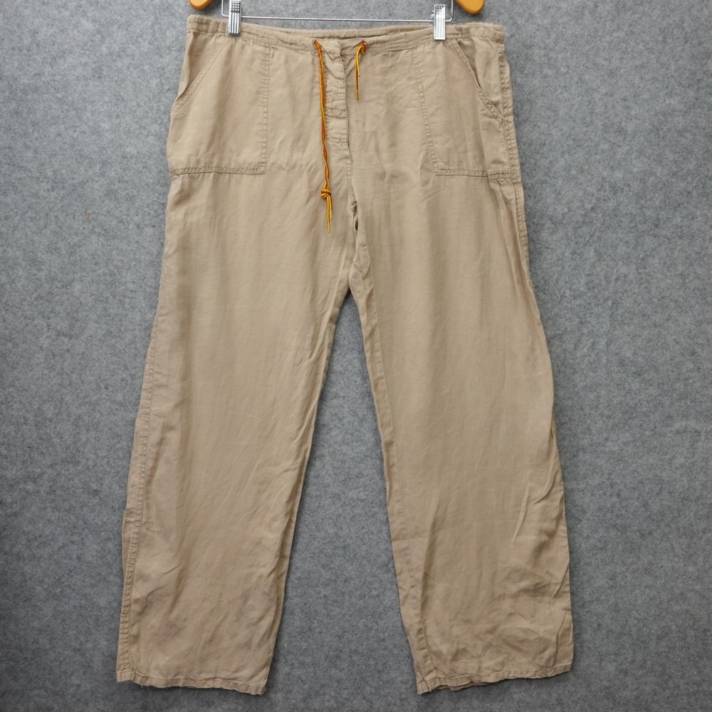 Cottage Utility Linen Pants Womens XL Oat Wide Leg Flax Summer REVOLUTION 36x30